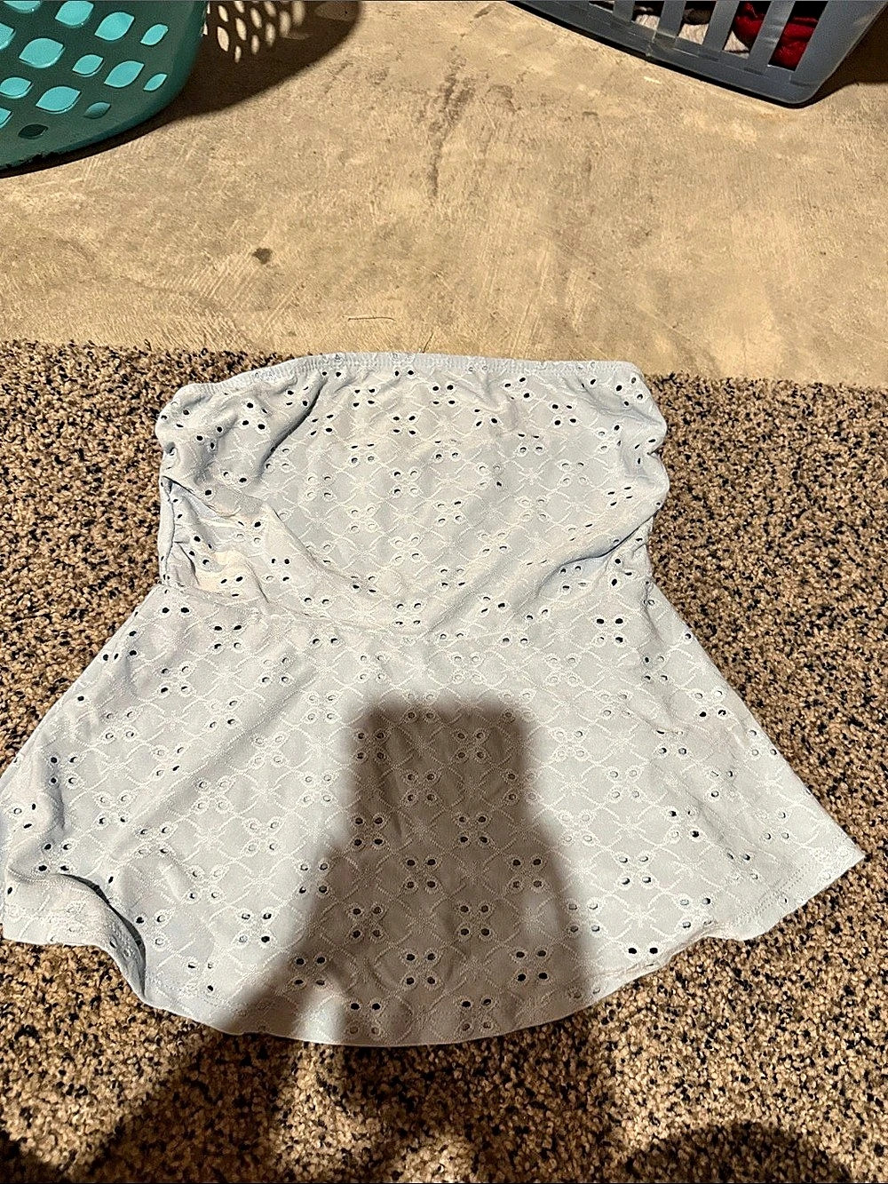 Eyelet Peplum Tank Top in light blue Like New